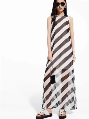 Silk Blend Sleeveless Dress Night Party