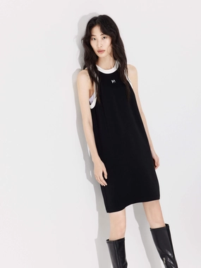 Contrasting Trim Mini Dress Basic Mood