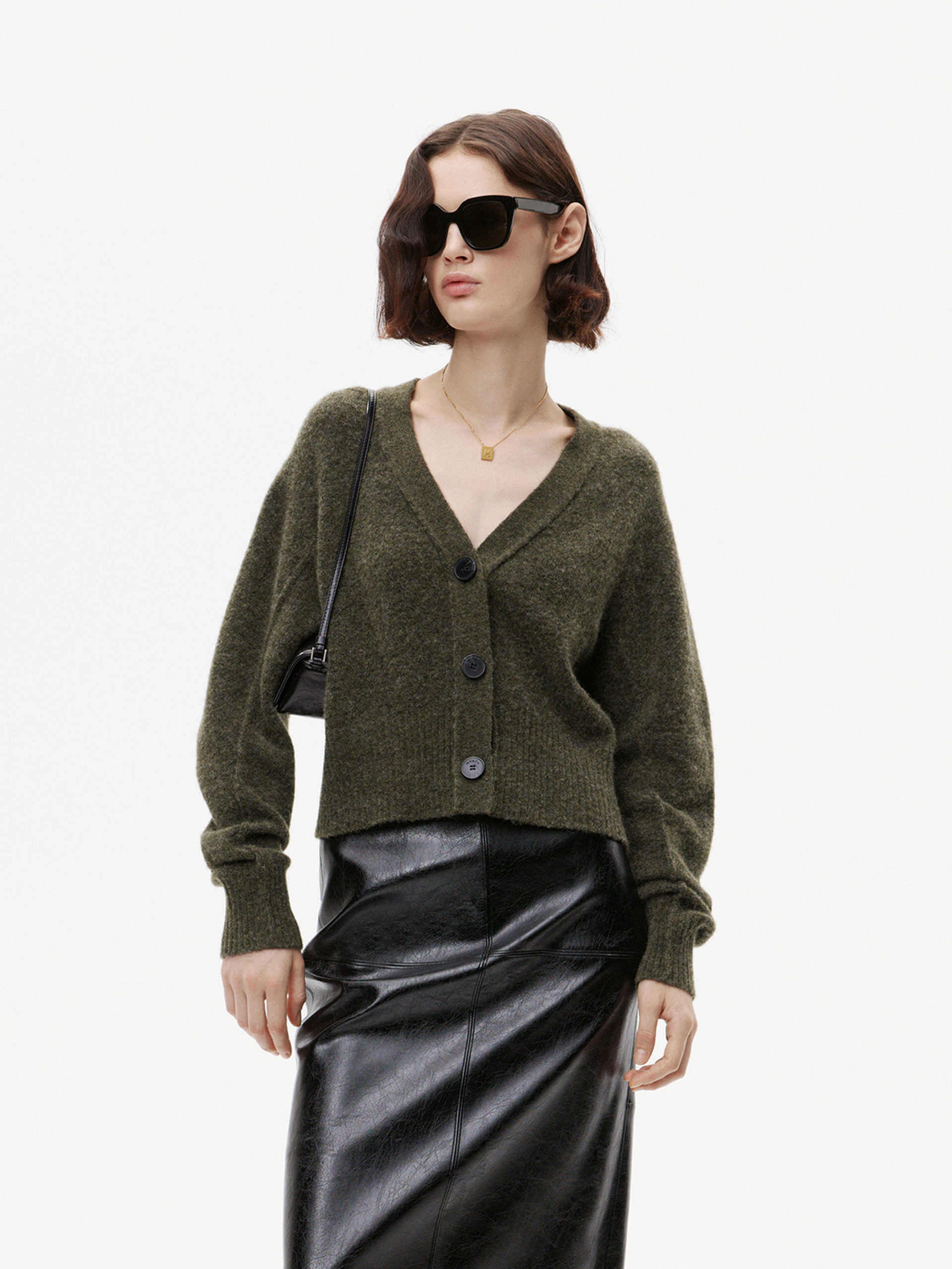 Ribbed Trim Cropped Cardigan ReflectiveTrimDetails