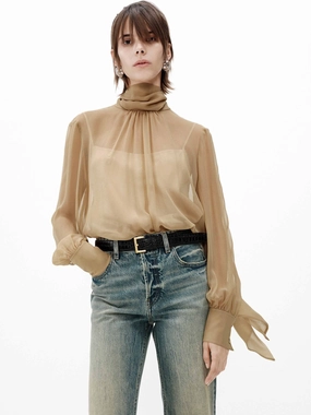 Thermal regulation QuickPackFoldableDesign Silk Sheer Tie Blouse
