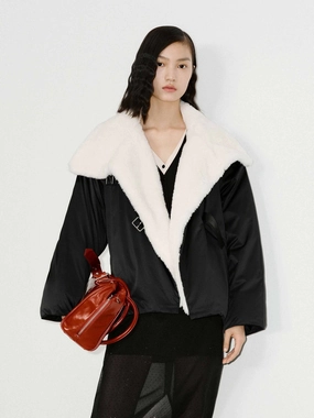 Shearling Detail Quilted Jacket Thermal Insulated Jacket