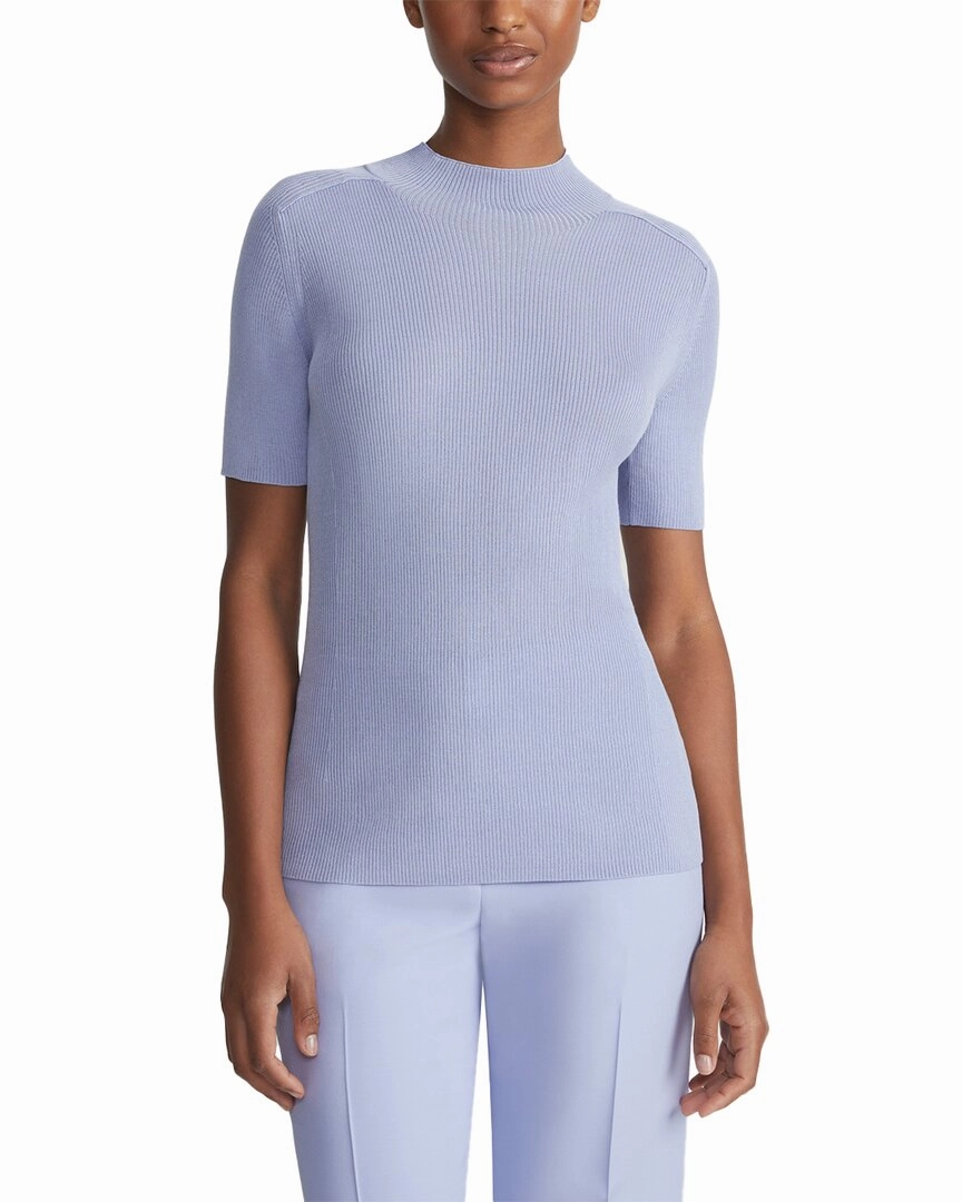 Softened Edges Fashion Layer Lafayette 148 New York Ribbed Stand Collar Silk-Blend Sweater