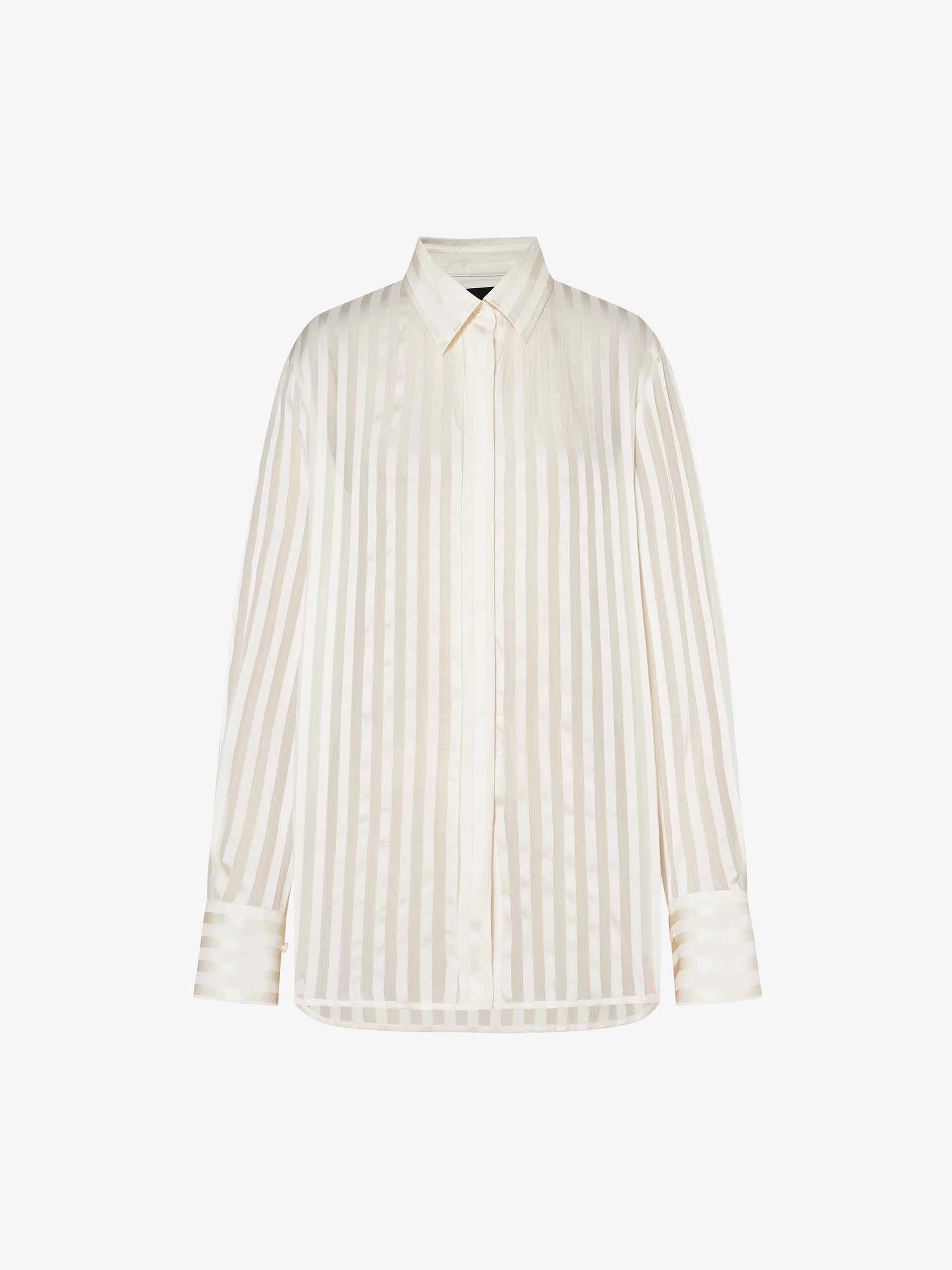 Striped Pattern Silk Shirt Moisture Management Reinforced Shoulder Seams