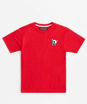 Long Sleeve Shirt AdjustableClosure Crossbones Chenille Patch Short Sleeve Tee - Red
