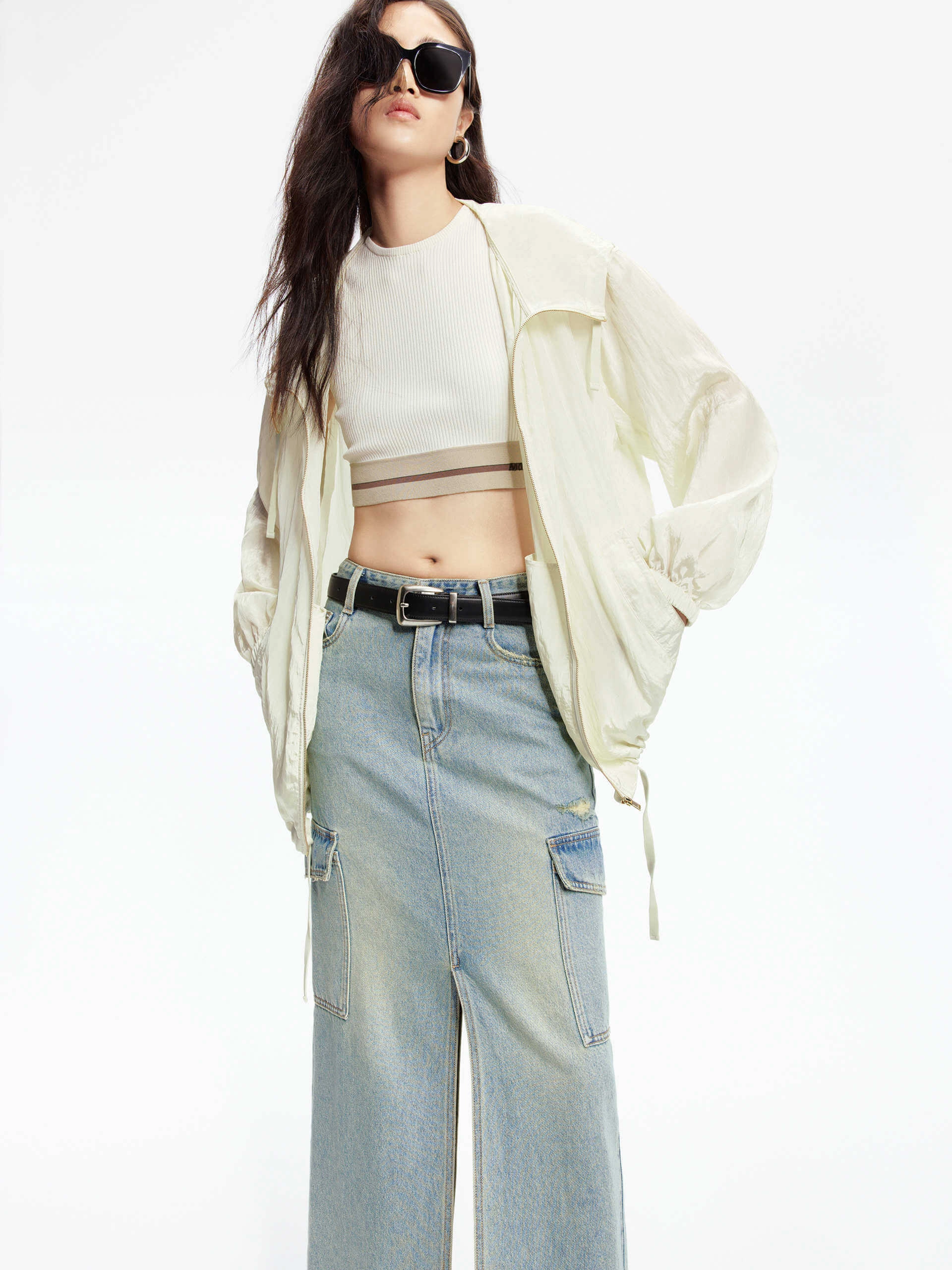 Quick Wear Fit understated look Crinkled Textured Hood Jacket