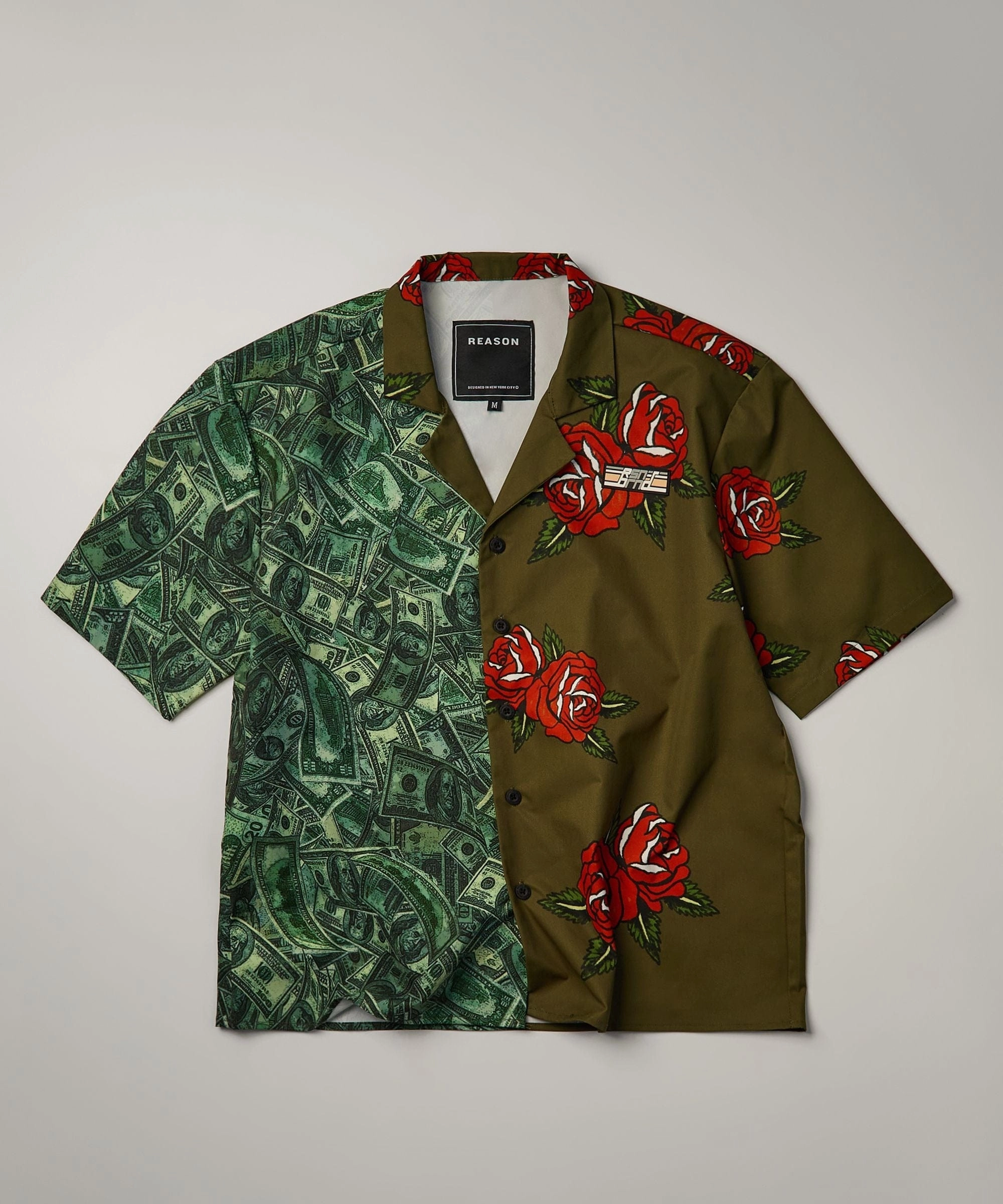 UVProtection ResilientStretch Money And Roses Split Woven Shirt