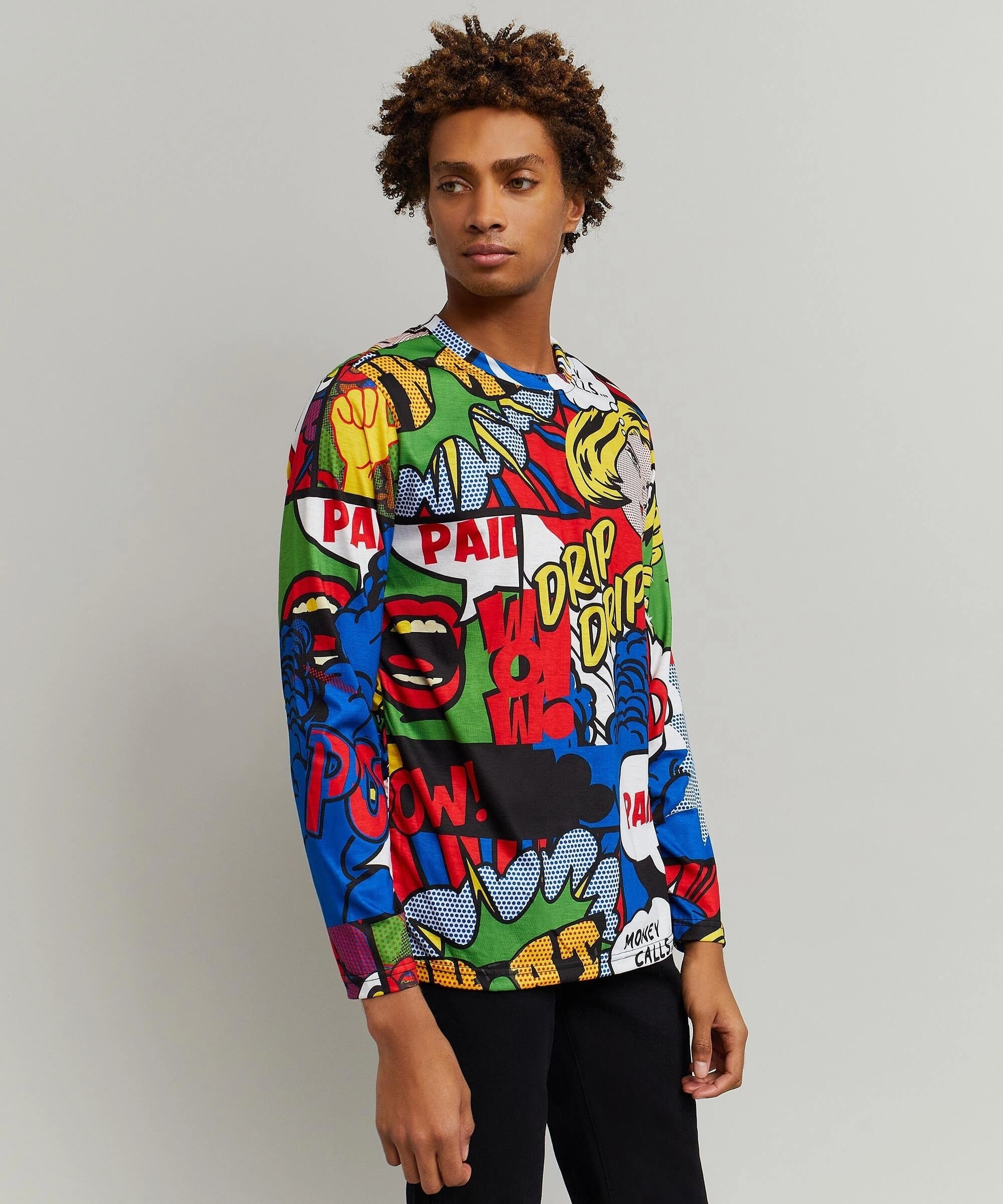 Money Drip Allover Print Long Sleeve Tee WindproofBarrierTechnology
