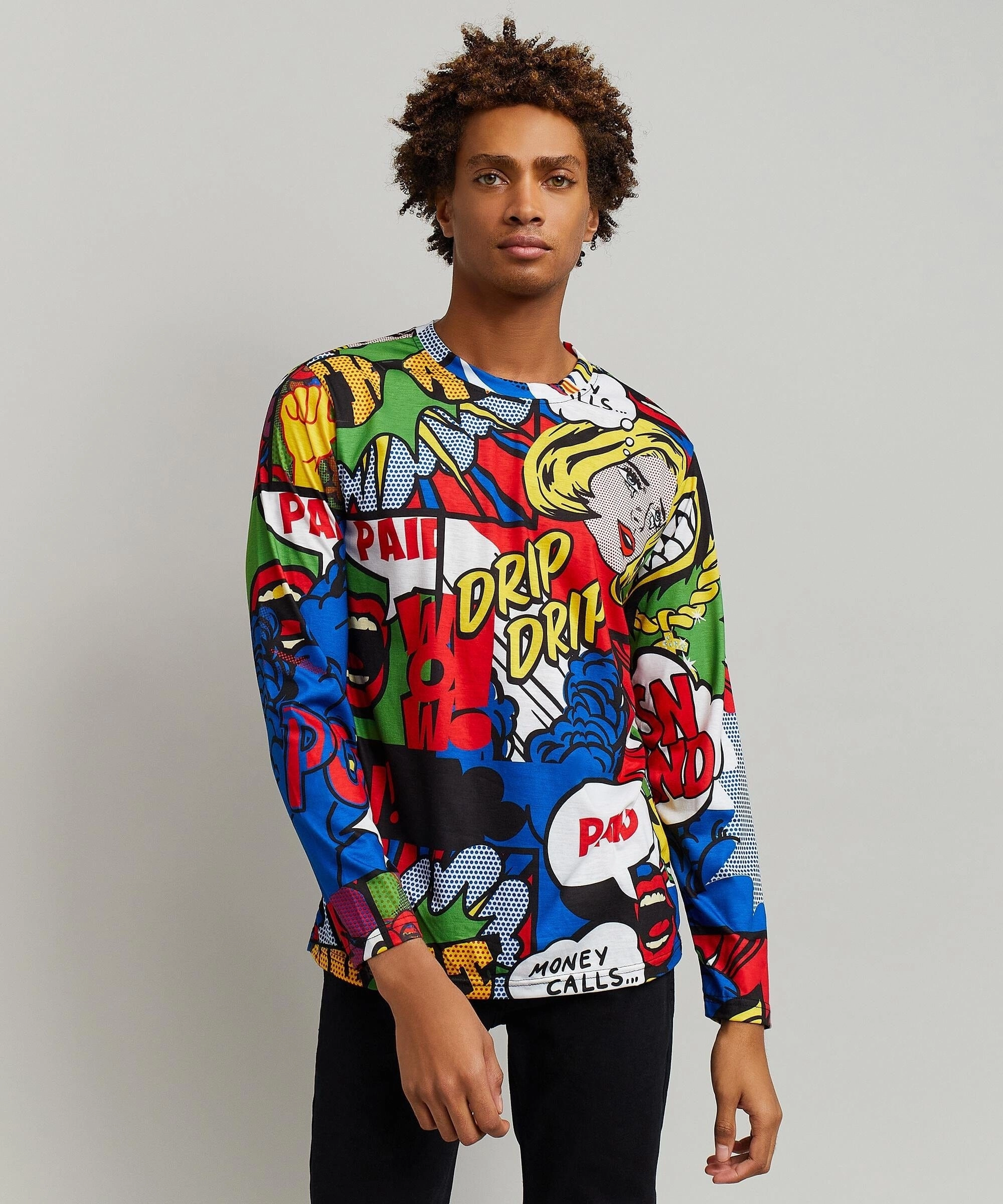 StretchComfort Money Drip Allover Print Long Sleeve Tee