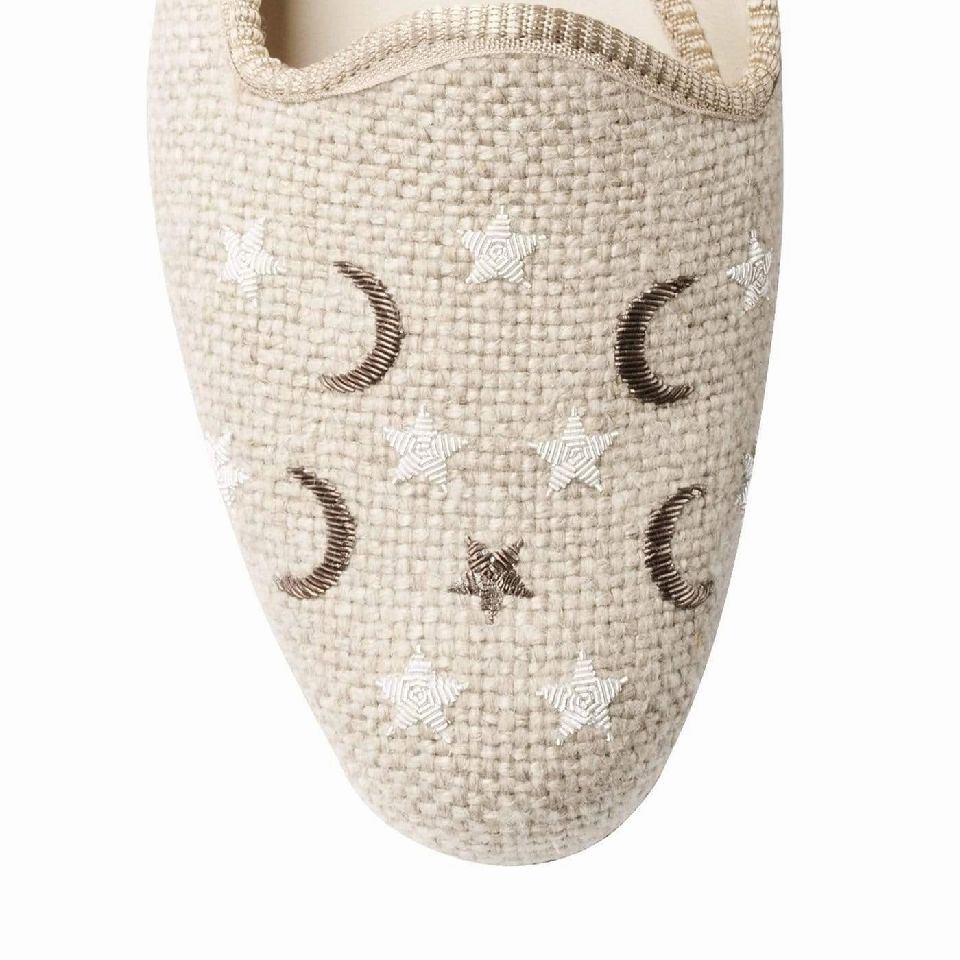 Moons & Stars Oatmeal Linen Good Traction Durable Sole