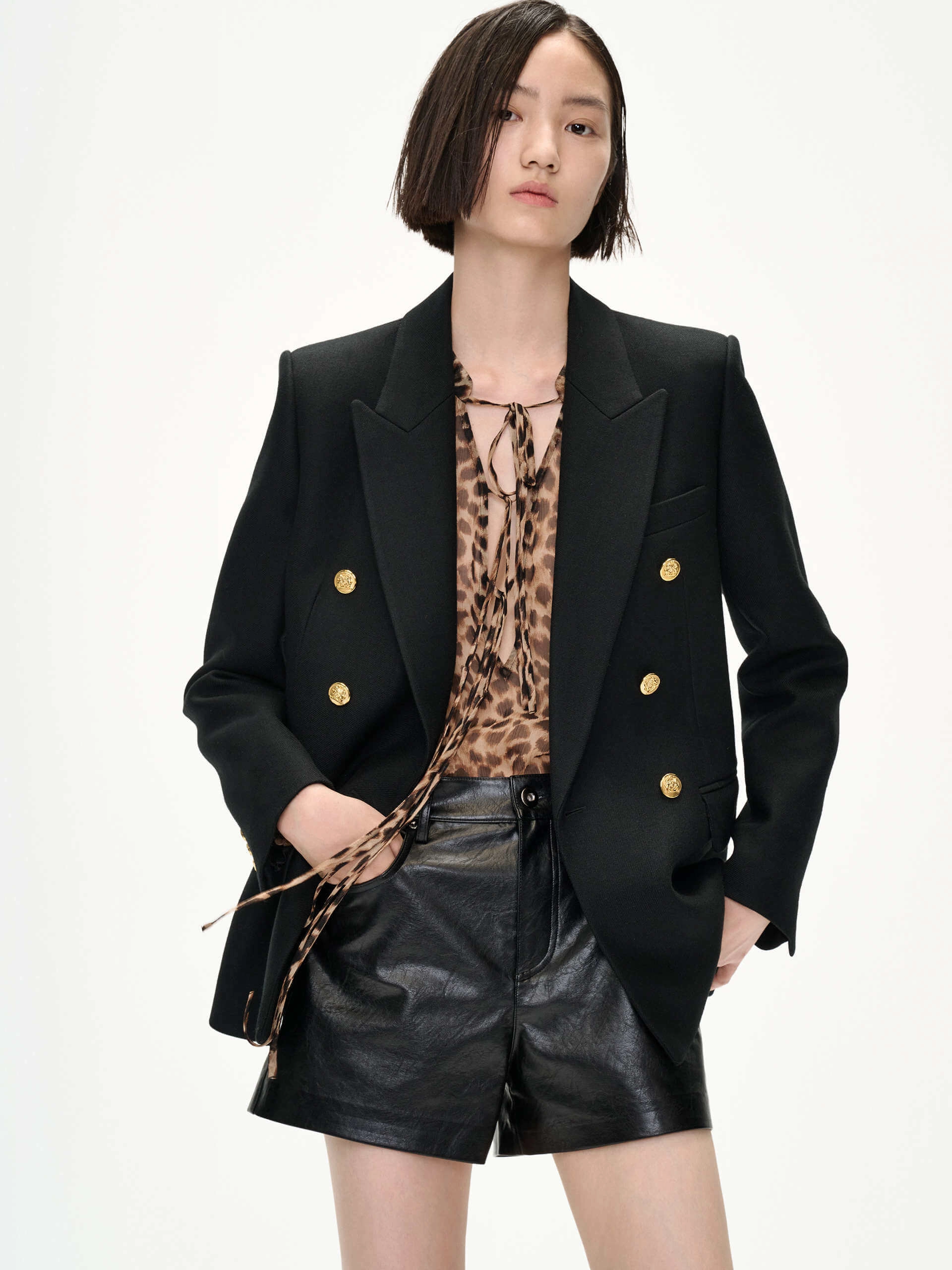 Wool Blend Tailored Blazer LowProfile Design Modern Utility