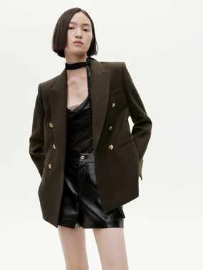 Wool Blend Tailored Blazer Anti Snag Fabric Adjustable Waistband