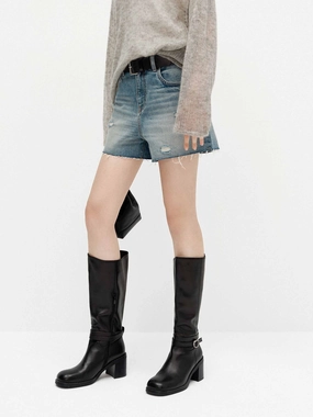 Distressed Cotton Shorts Machine washable