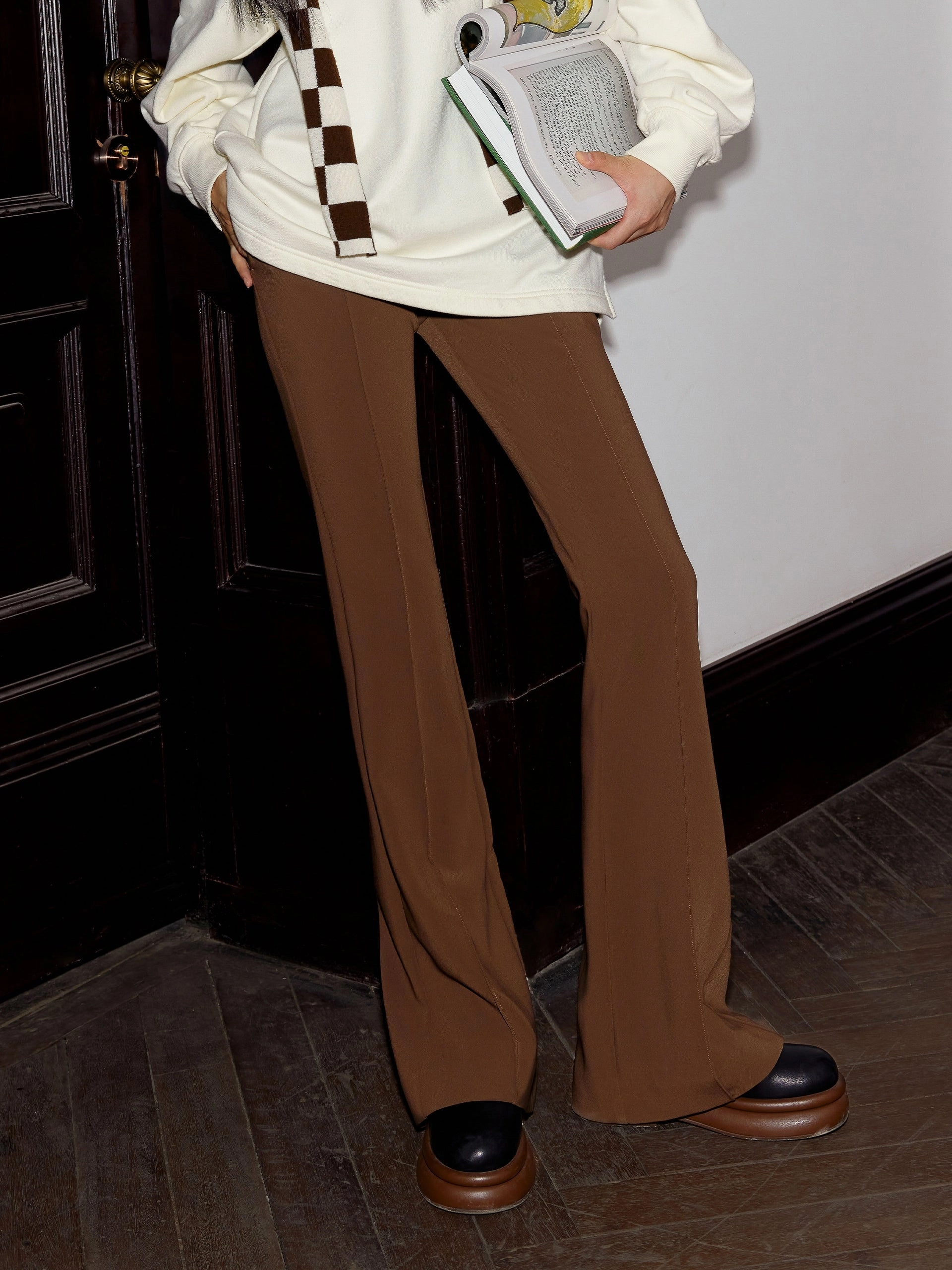 Minimal Vibe Street Style Stretch Slit Flared Trousers