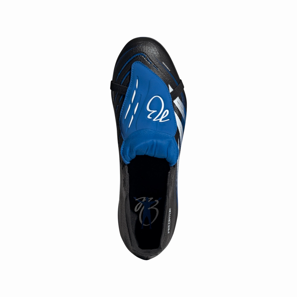 Adidas Predator League JB Fold-Over Tongue FG Football Boots (Core Black/White/Ivory Blue) Tensile Reinforcement