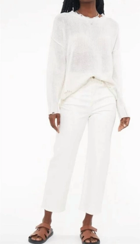 Layering Comfort Elyse Sweater In Vanilla Distressed