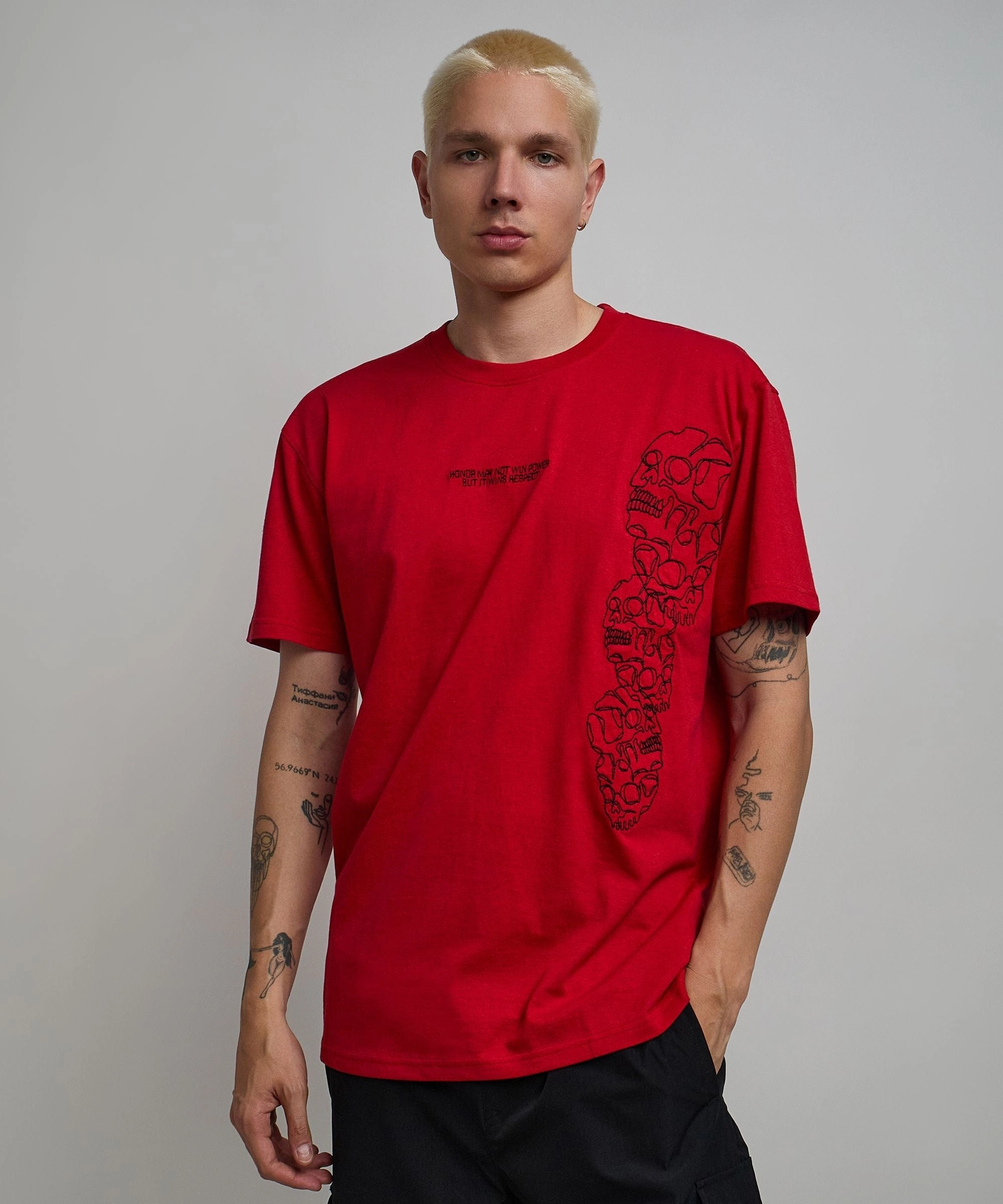 Respect Embroidered Short Sleeve Tee - Red StretchFit