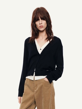 Durable Color Retention High Thread Count Cotton Pure Wool Layered Cardigan