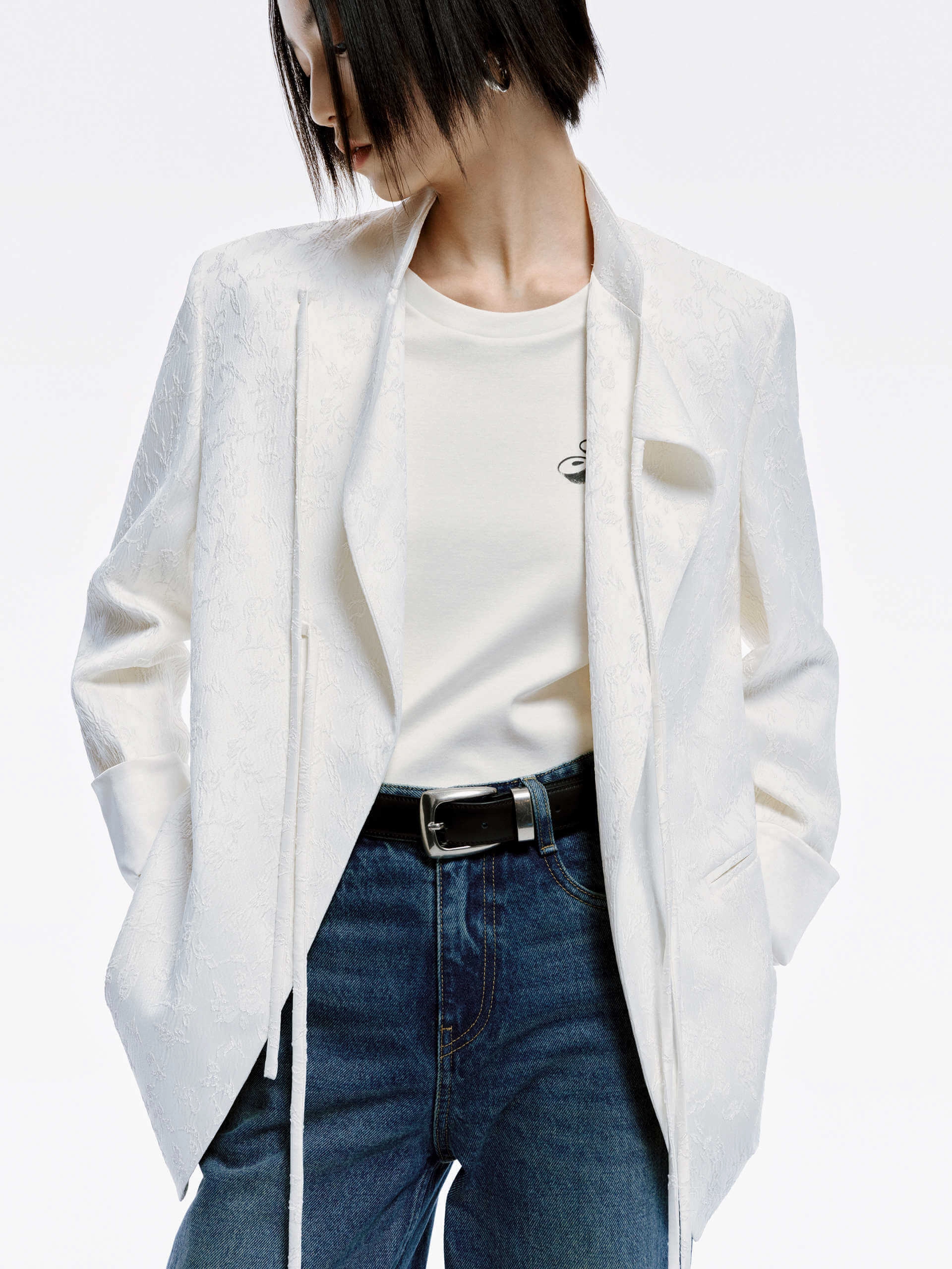 Survival Use Tie Detail Jacquard Blazer