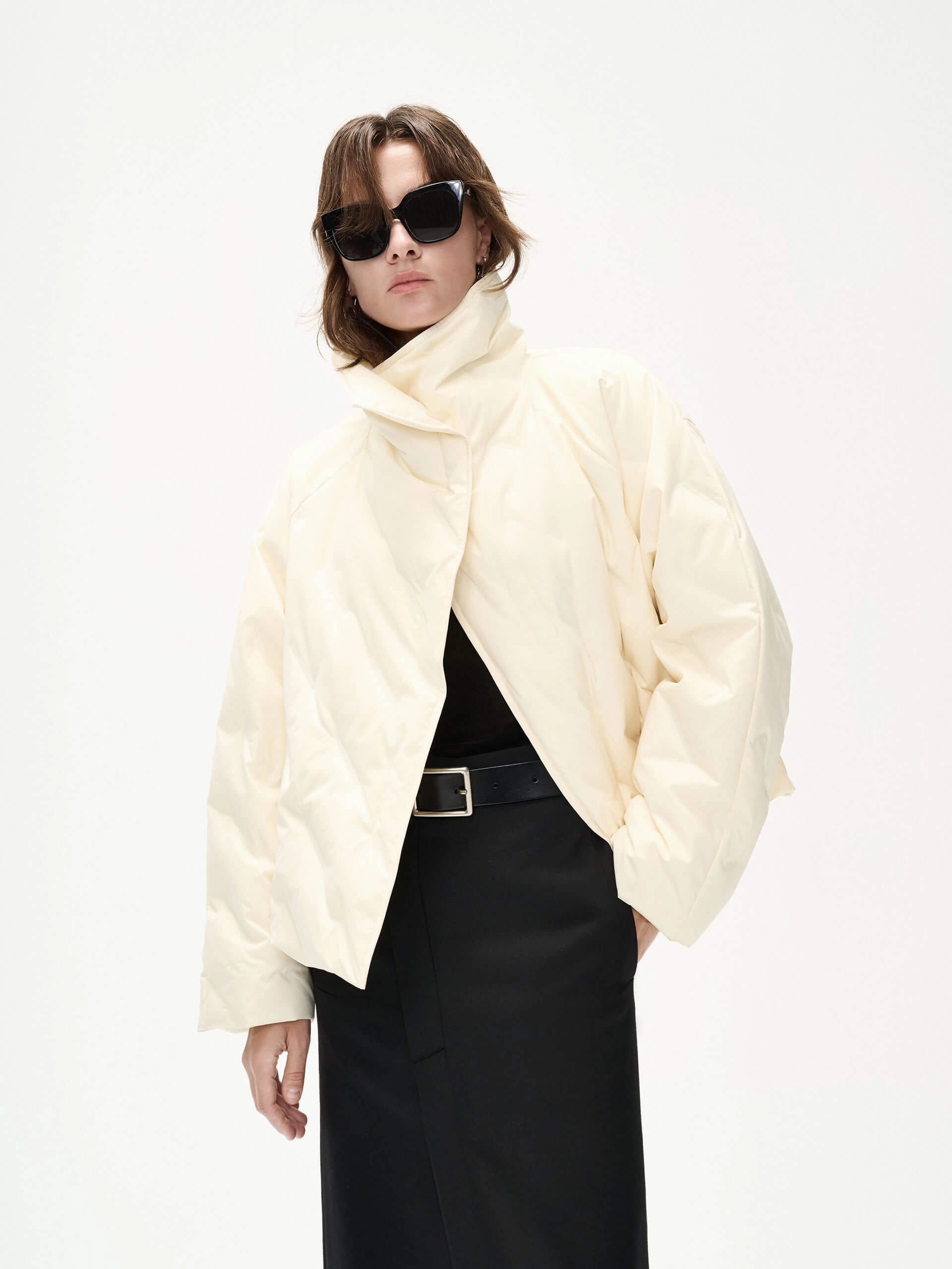 Turtleneck Quilted Down Jacket Athletic Tailored Fit Ventilation Vents