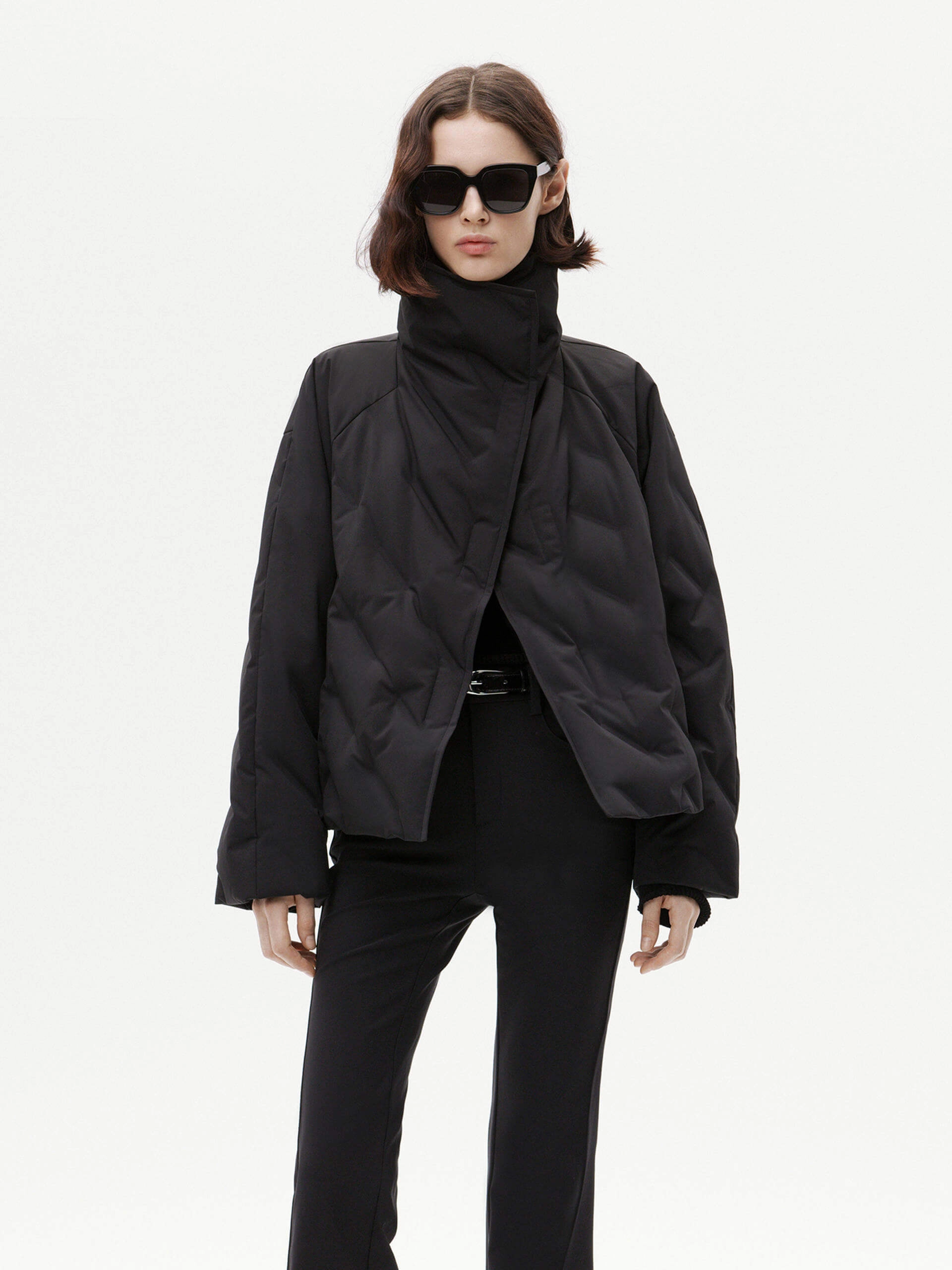 Turtleneck Quilted Down Jacket Multi Layer Option Recycled Polyester