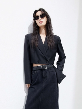 Deconstructed Hem Blazer Rainy Day Option SeamlessShoulderPanels