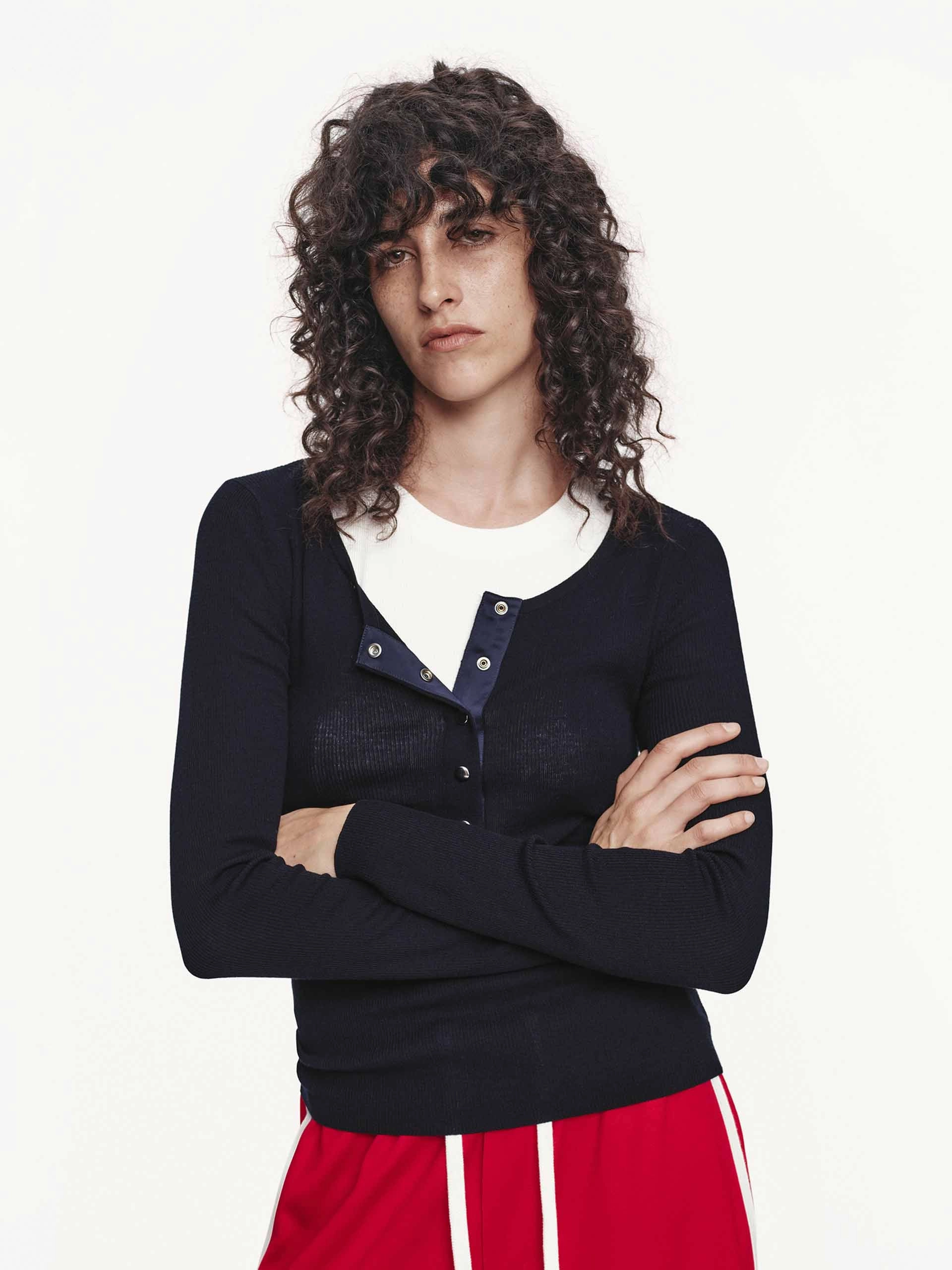 Half Button Wool Sweater HiddenVentilationPockets Comfy Cardigan