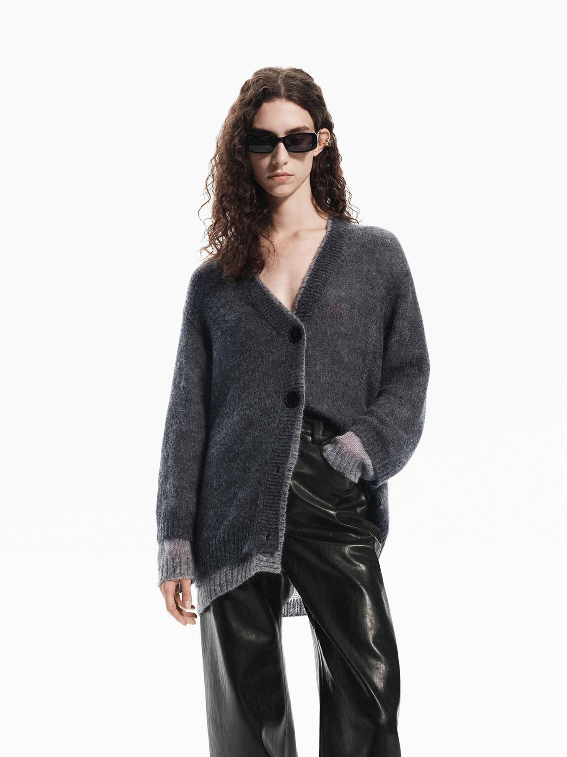 Durable Chainstitch Layered Detail Loose Cardigan