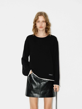 Reinforced Hem Contrast Detail Loose Sweater
