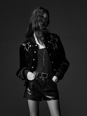 Rhinestone Detail Bomber Jacket Sustainable Packaging