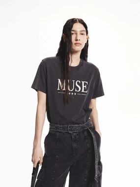MUSE Print Cotton T-shirt Relaxed Armhole Cut