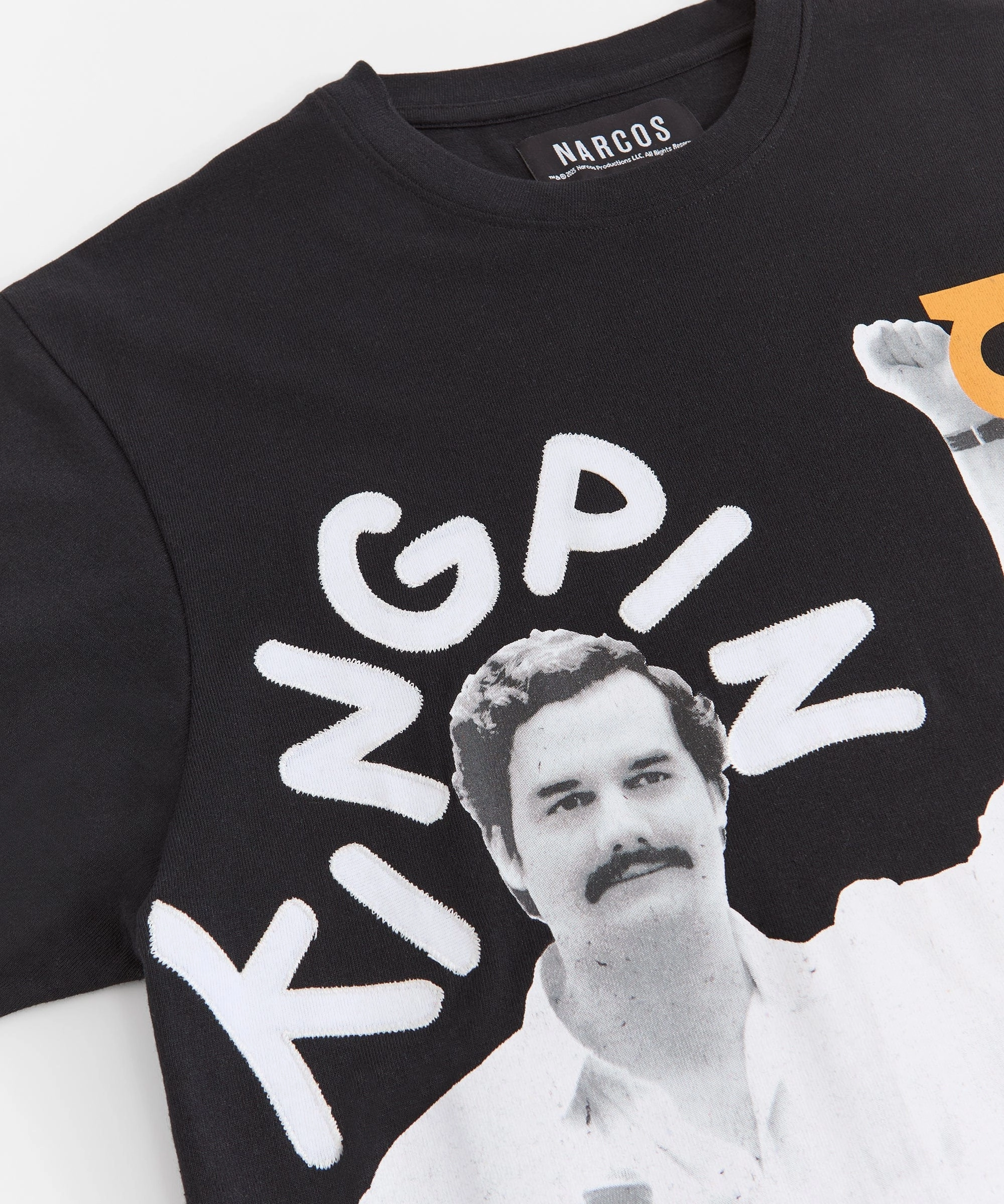 Brushed Inner Layer Narcos Short Sleeve Tee - Black