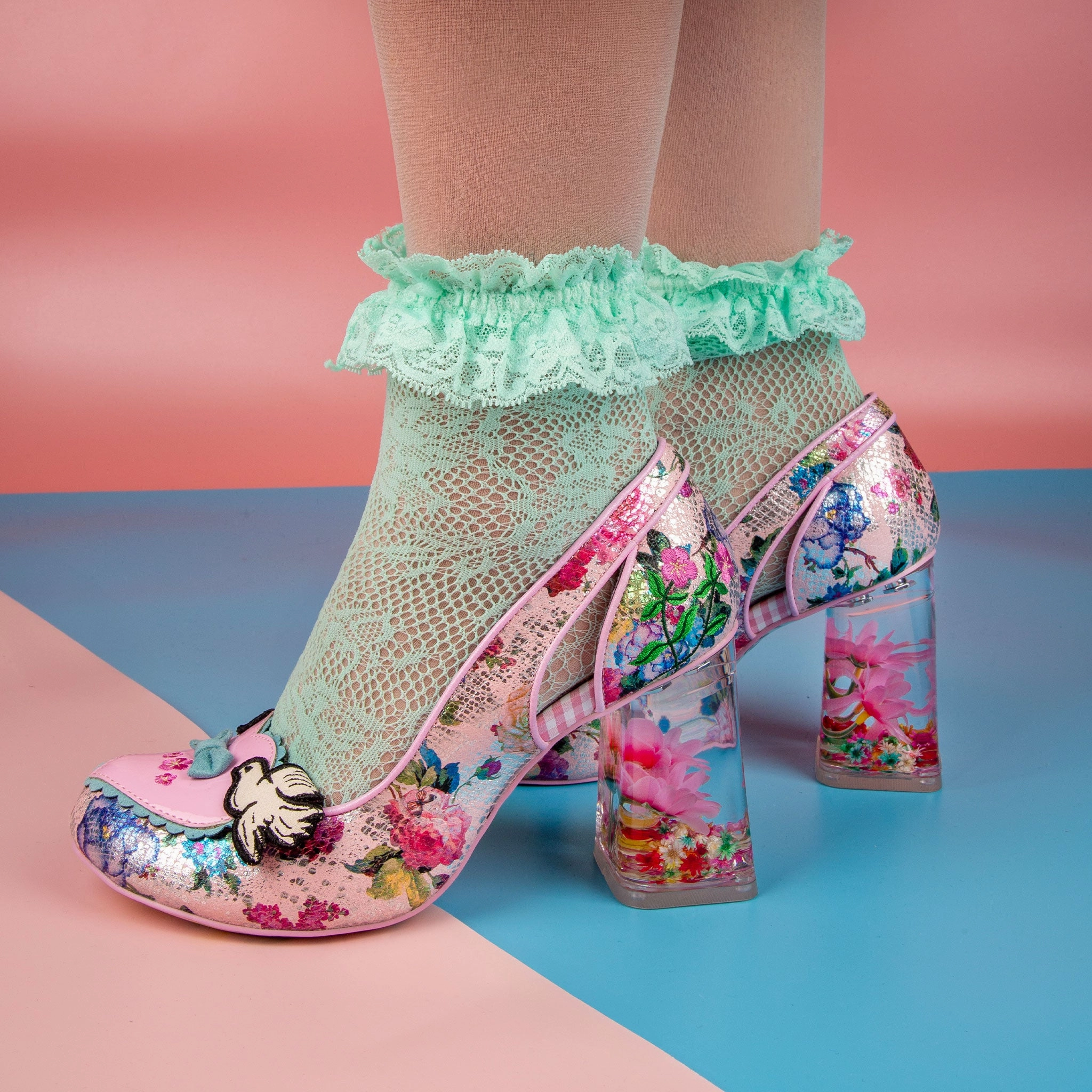Frosted Finch Chic Heels Peep Toe Sandals for Party