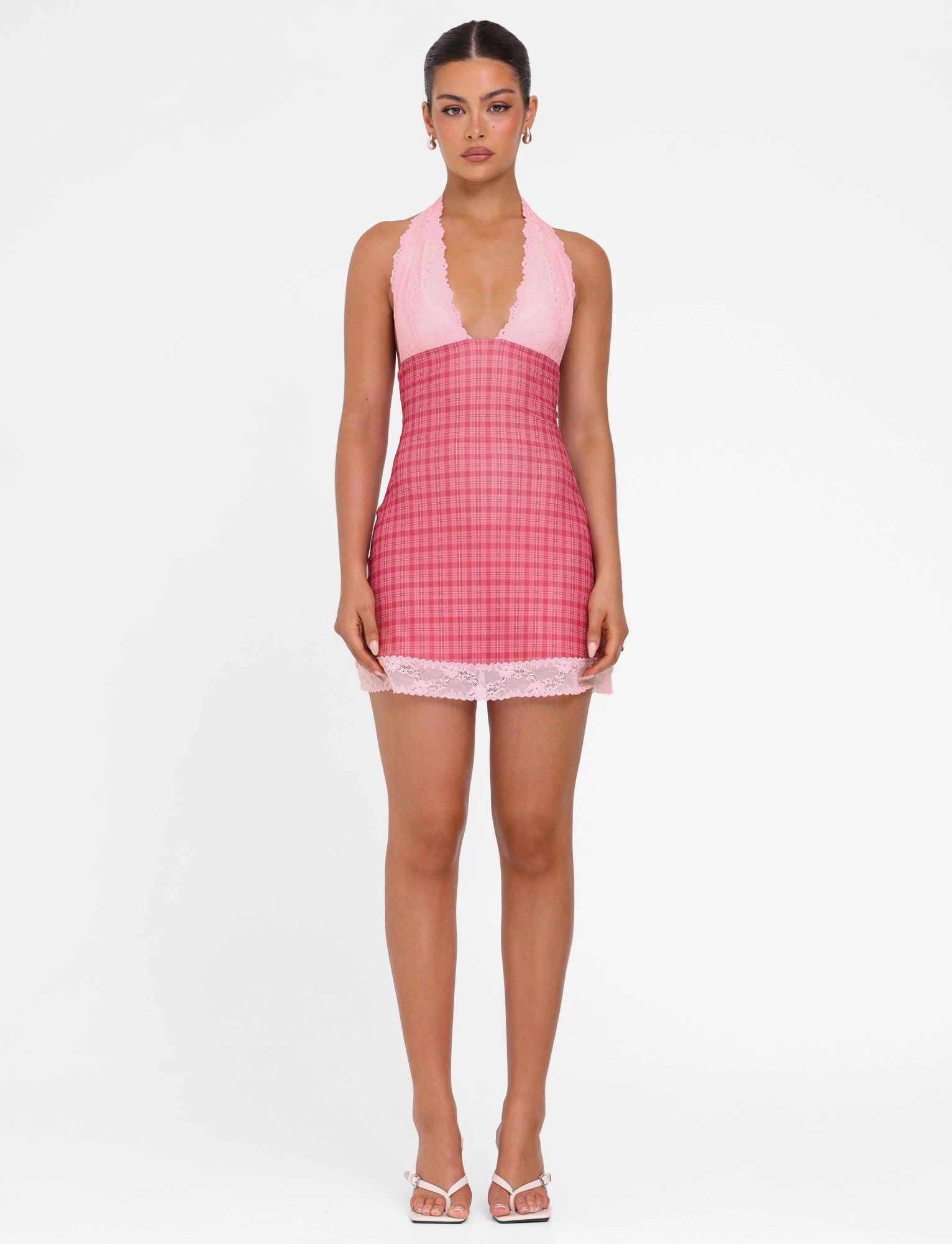 NAVIA DRESS - RED : RED CHECK Office Ease Hidden-Pocket