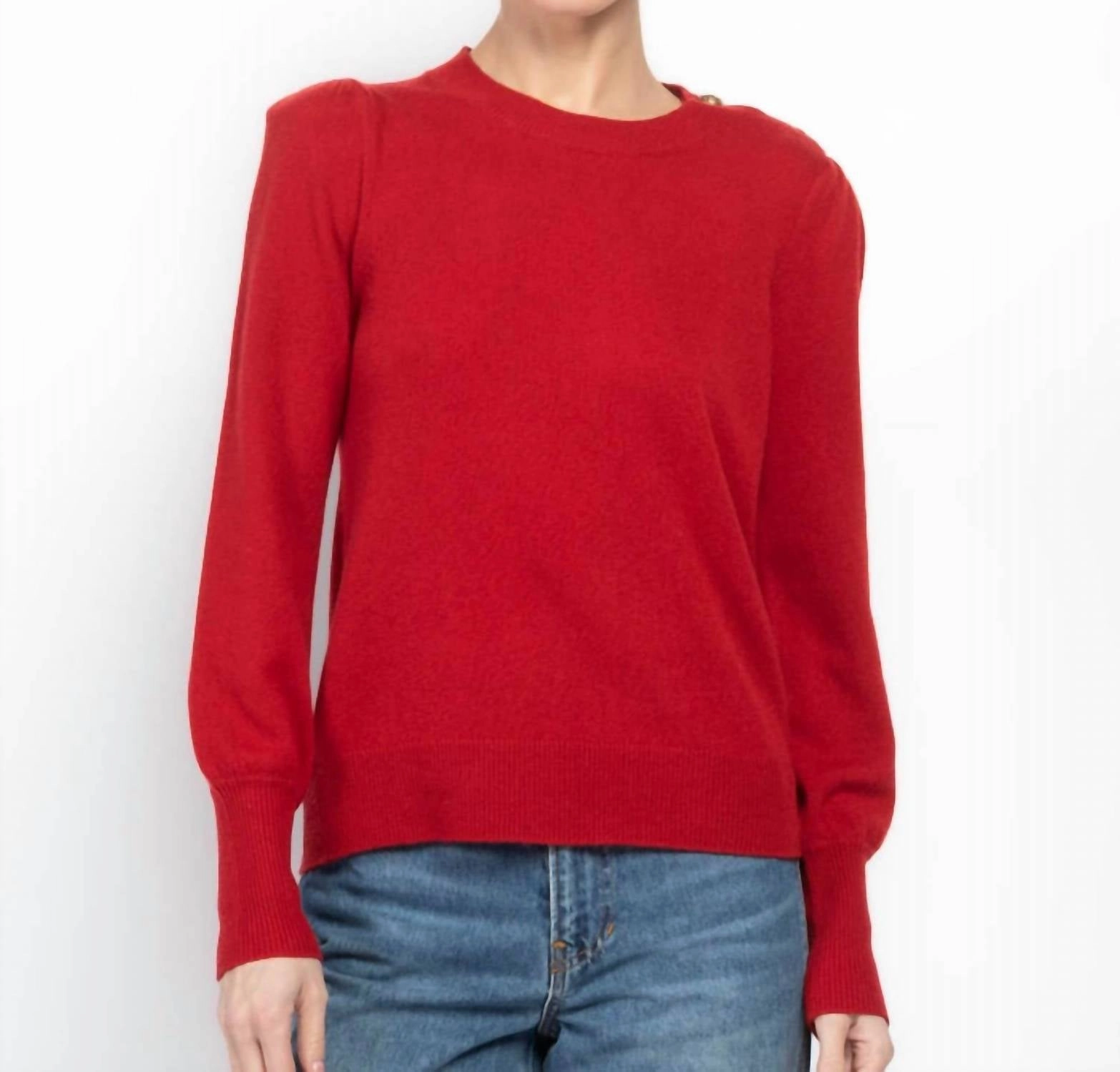 Cozy Apparel Nelia Cashmere Pullover In Crimson