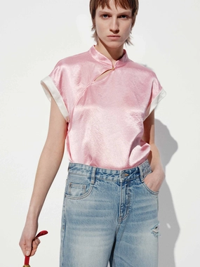 NonIrritating Sustainable Cotton Neo-Chinese Style Blouse