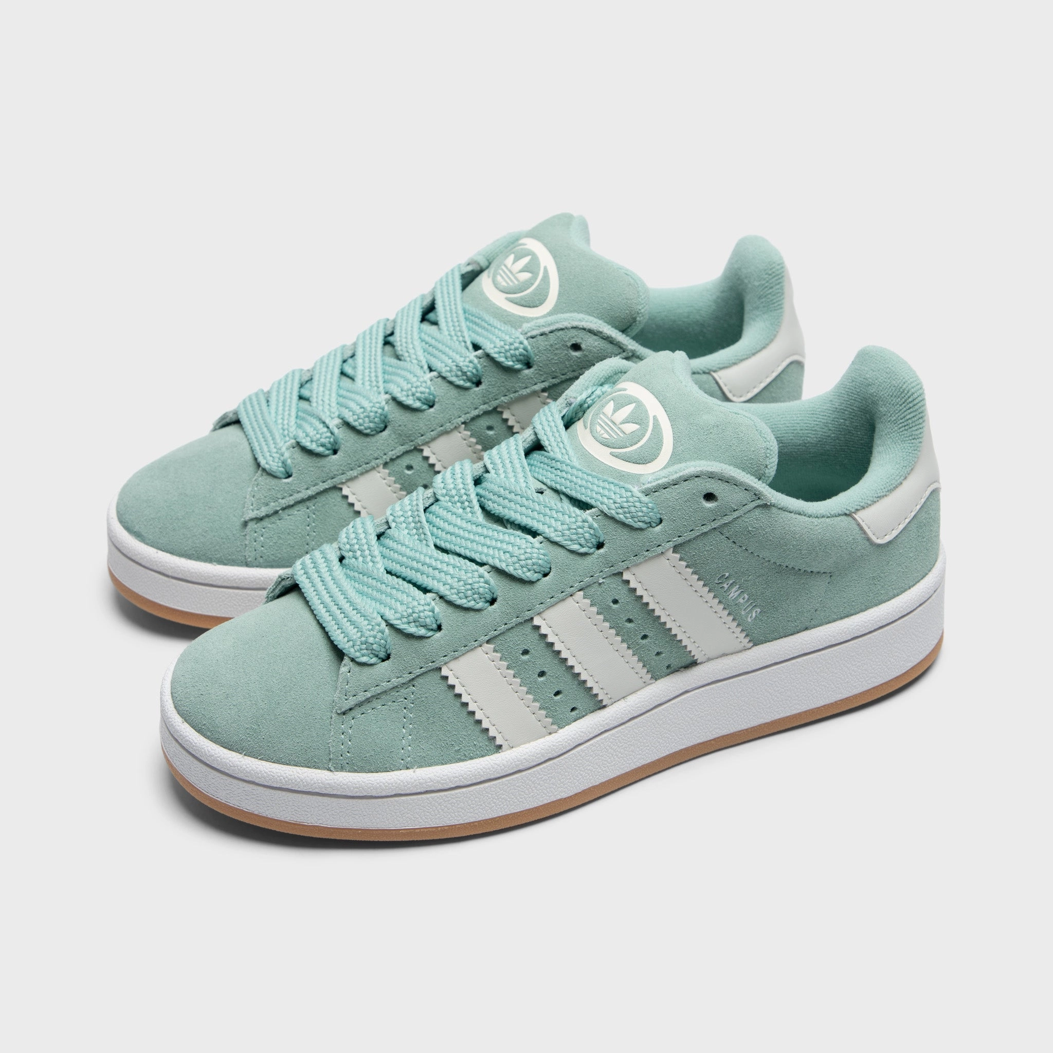 adidas Juniors' Campus 00s Haze Green / Grey - Gum Quick Adaptation Dynamic Fit Lacing