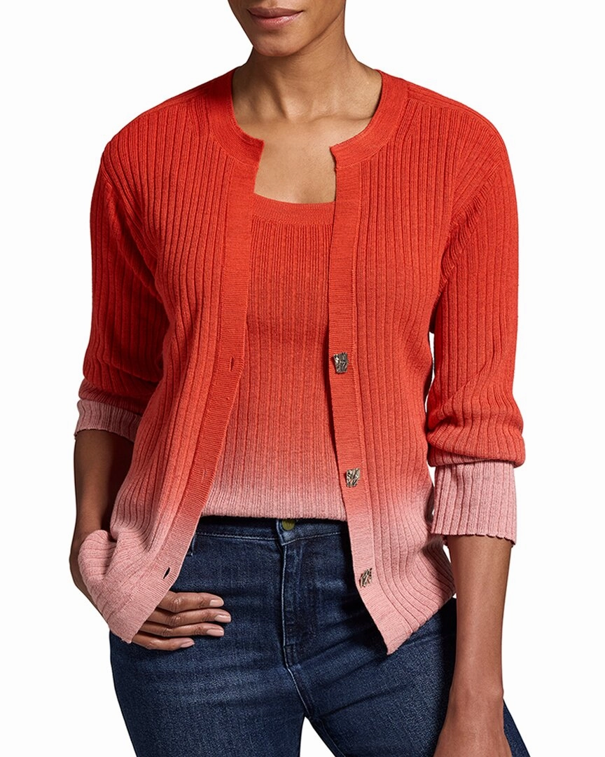 Seasonal Layers Perfect Layer NIC ZOE Luxe Knit Ombre Rib Silk-Blend Cardigan