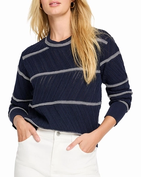 NIC ZOE Pointelle Stripe Sweater Quick Wear