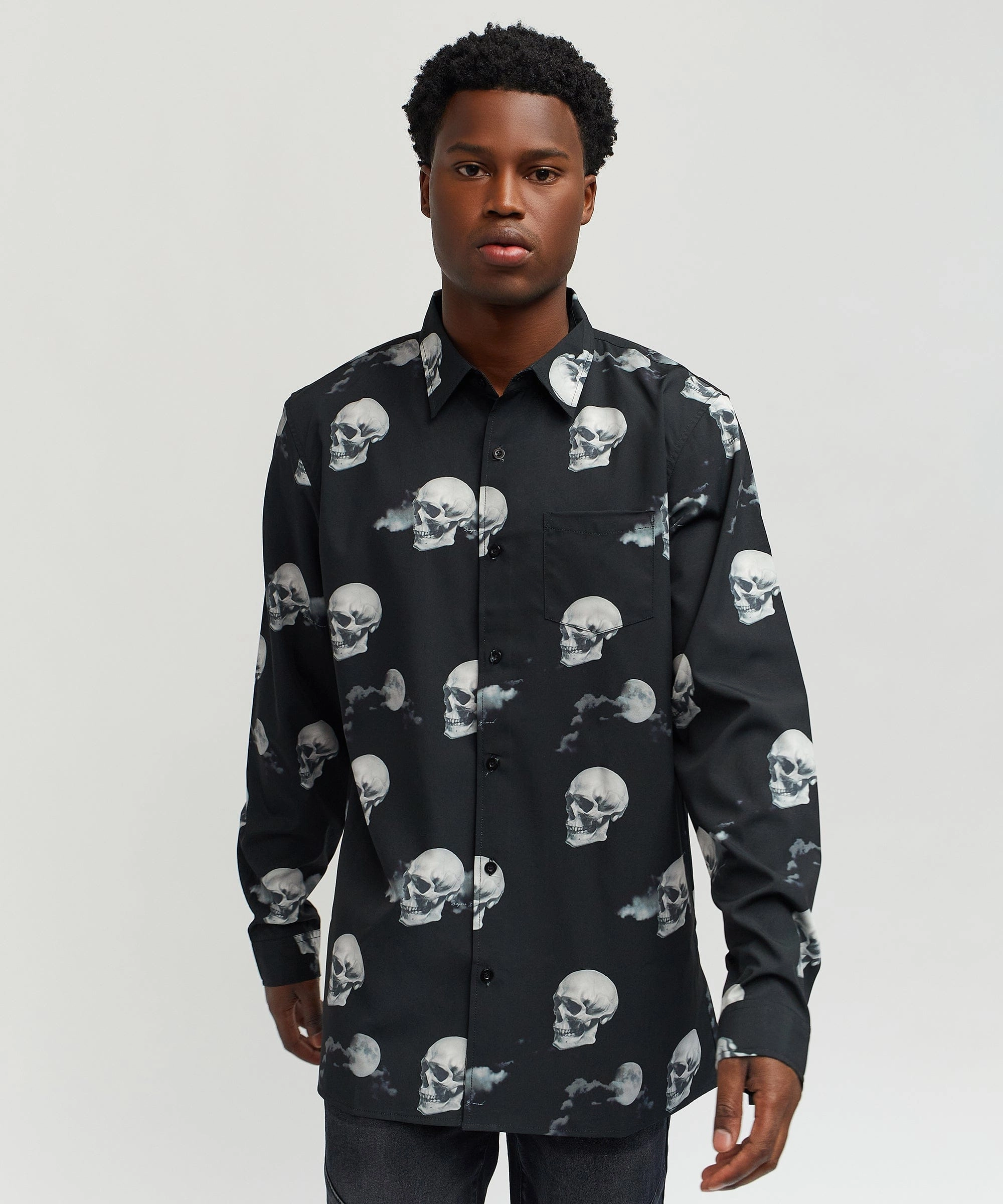 PlushLining Nightvision Allover Print Viscose Woven Long Sleeve Shirt