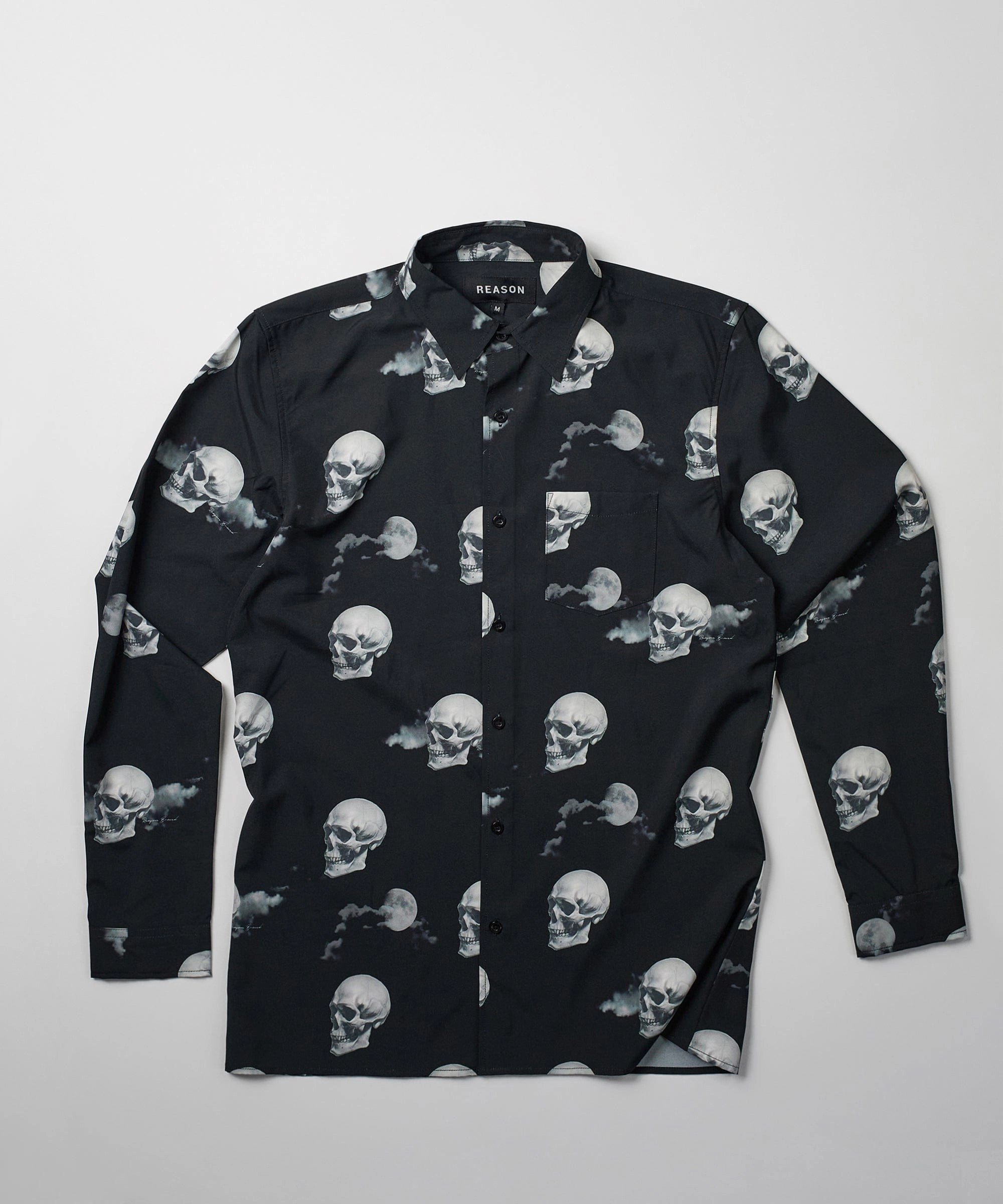 FourWayStretchFabric Recycled Material Blend Nightvision Allover Print Viscose Woven Long Sleeve Shirt