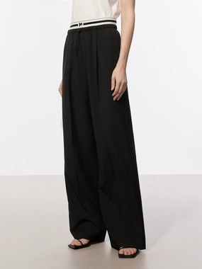 Contrast Waist Pleated Pants Stable Shape Classy Fit