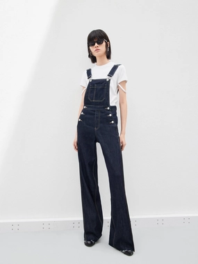 Cotton Denim Overalls jumpsuit Detachable belt