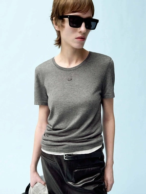 Asymmetric Hem Soft Top FlexibleElasticatedEdging Low Profile Zipper Closure