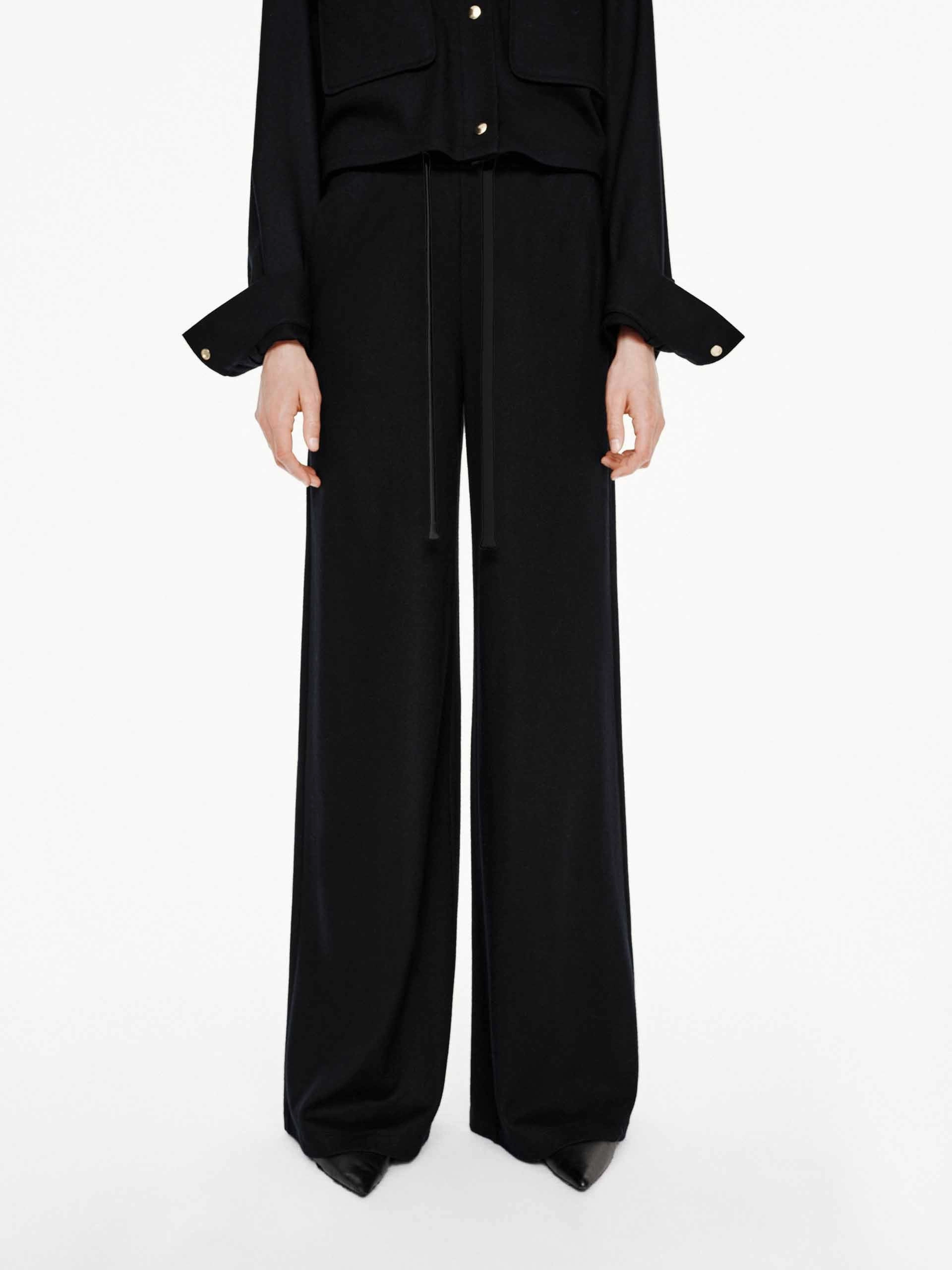 Flexible Look Wool Blend Relaxed Trousers