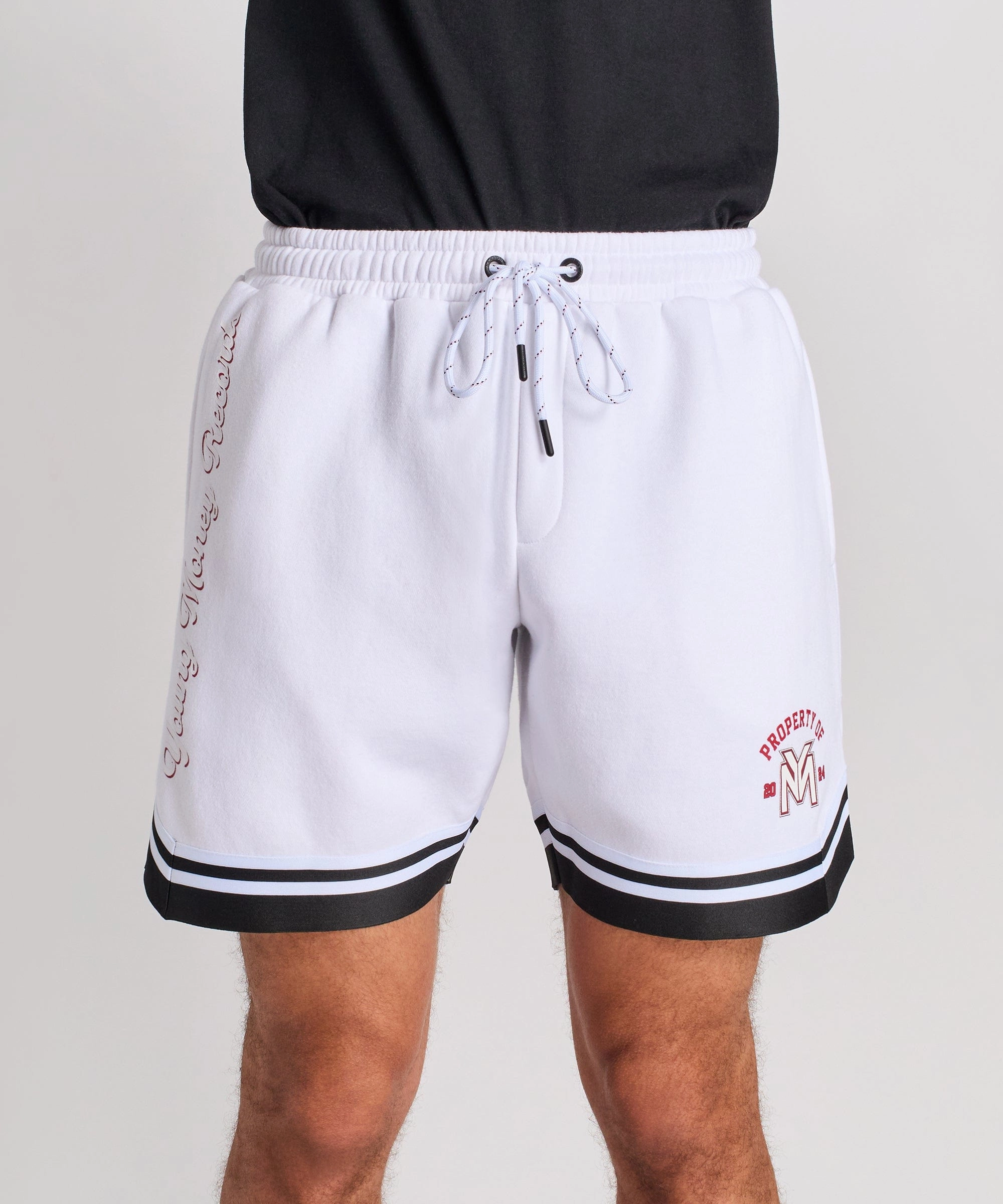 Elasticized Waistband Lil Wayne Property Of Basketball Shorts - White