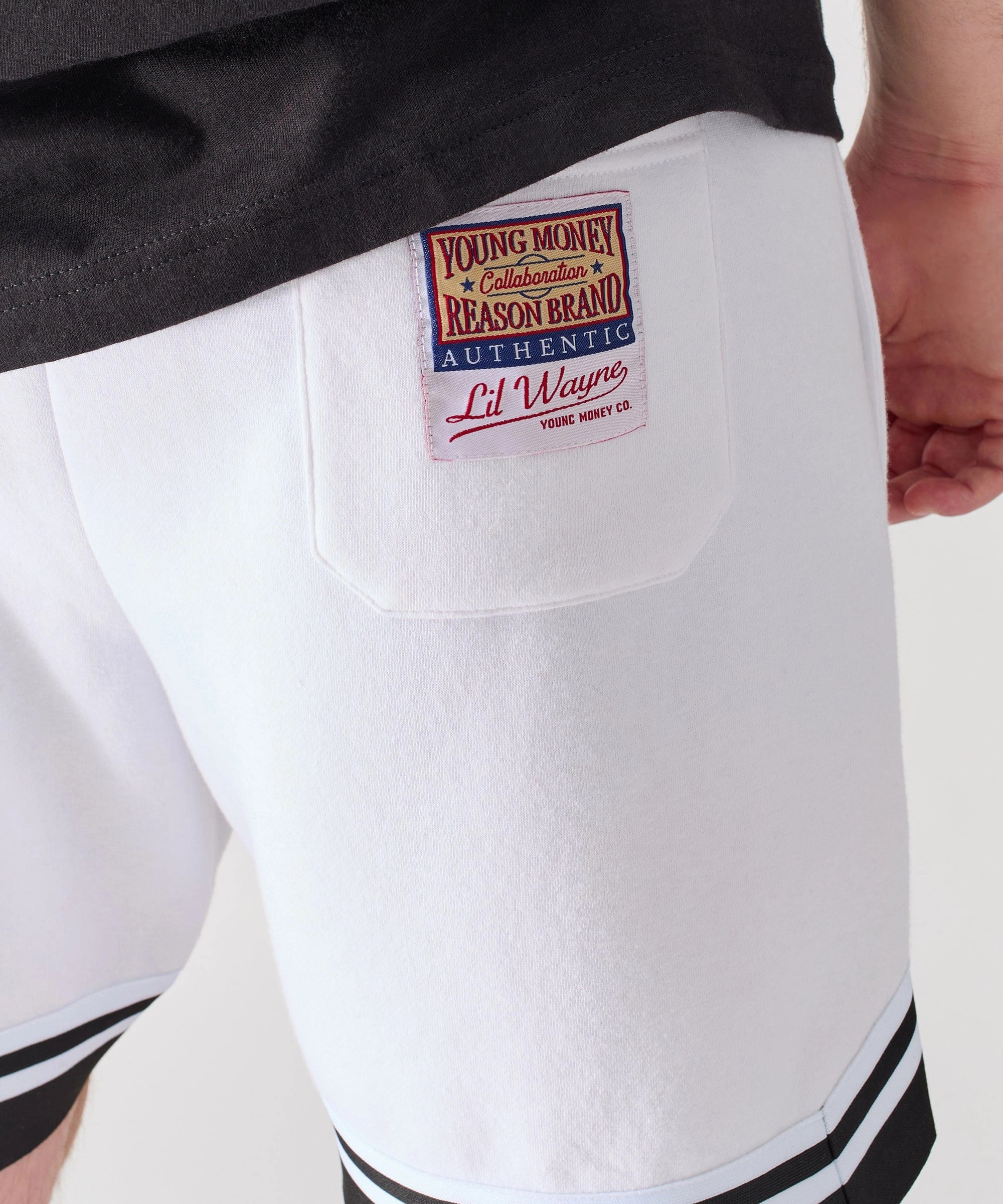 Ribbed Hem Finish Recycled Polyester Material Lil Wayne Property Of Basketball Shorts - White