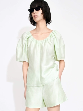 Linen Blend Relaxed Top BondedSeamTechnology