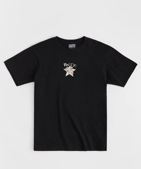 QuickReleaseFastenings Anti Slip Shoulder Padding Popeye Mugshot Embroidered Short Sleeve Tee - Black