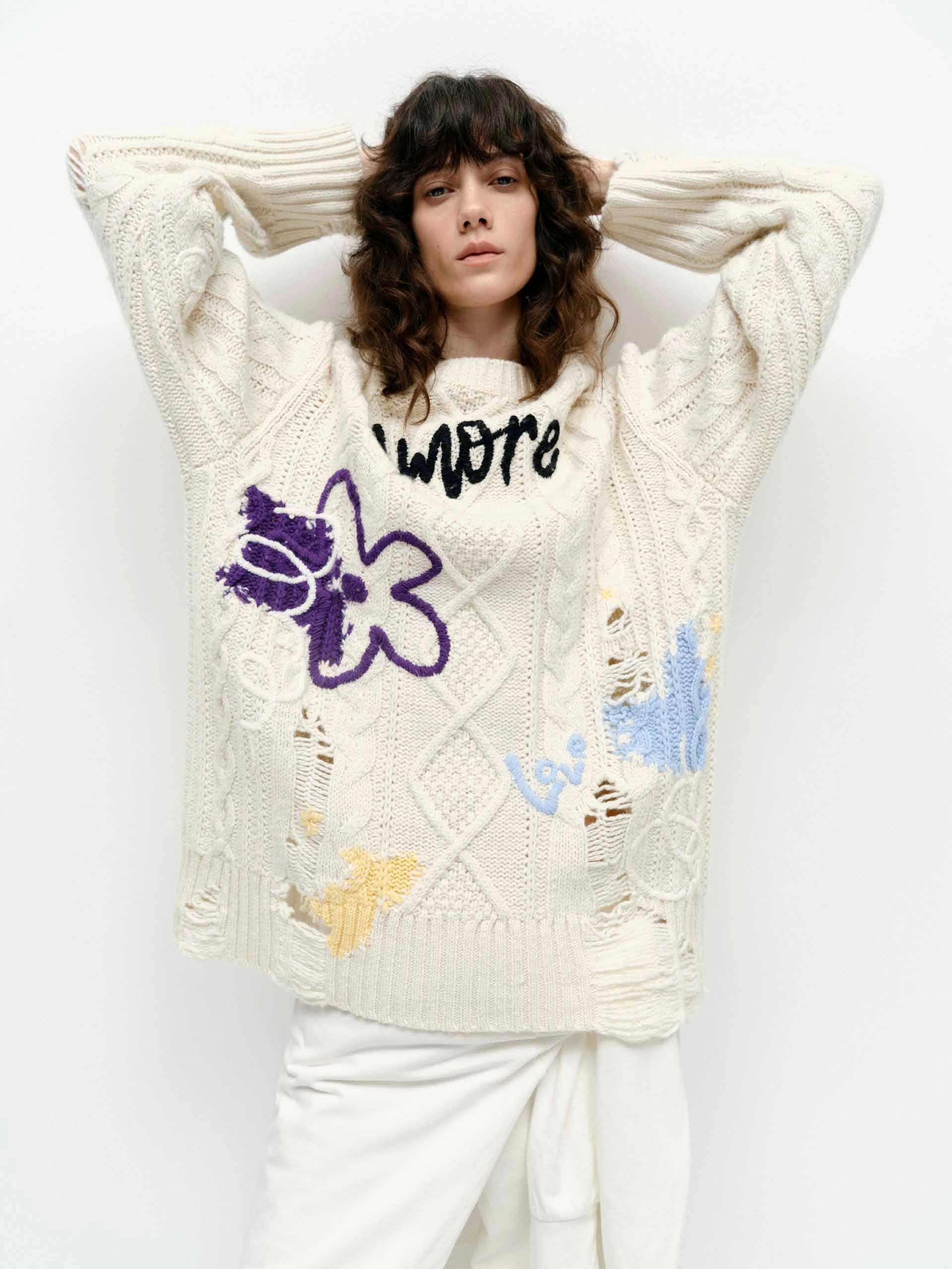 Graffiti Distressed Knit Sweater QuickDry Performance Unlined Design