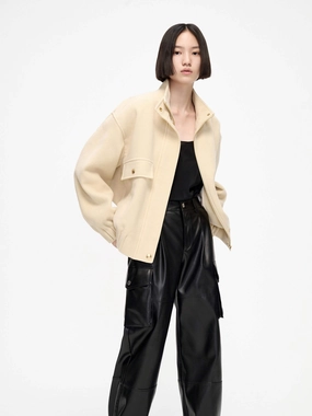 Multi Use Piece Wool Blend Zipper Jacket